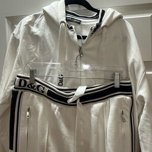 Dolce & Gabbana White Tracksuit with Black Accents
